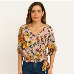 Xhilaration Multicolored Wrap Blouse Sz XL